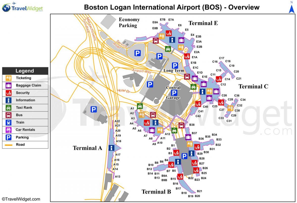 Logan aerodrom terminal mapu