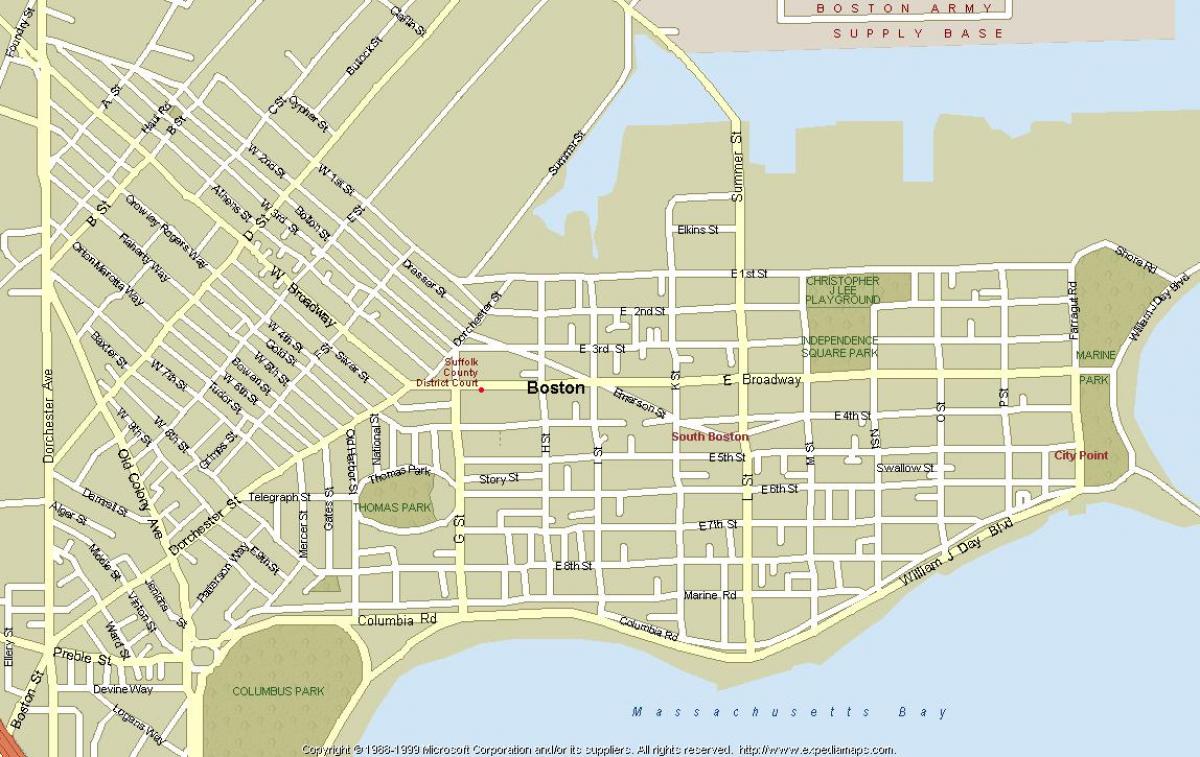 mapa Boston, mas