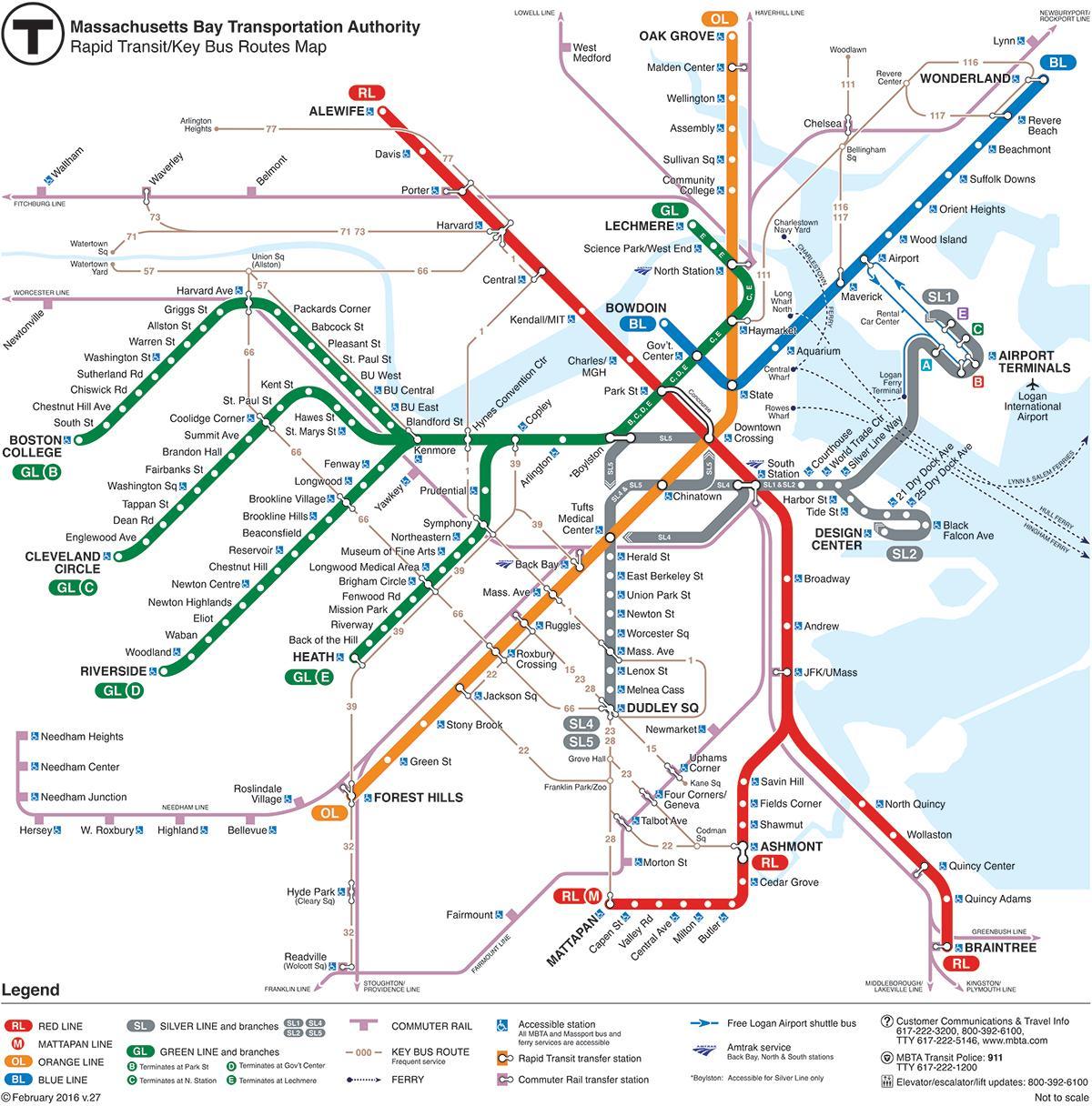 MBTA mapu crvene linije