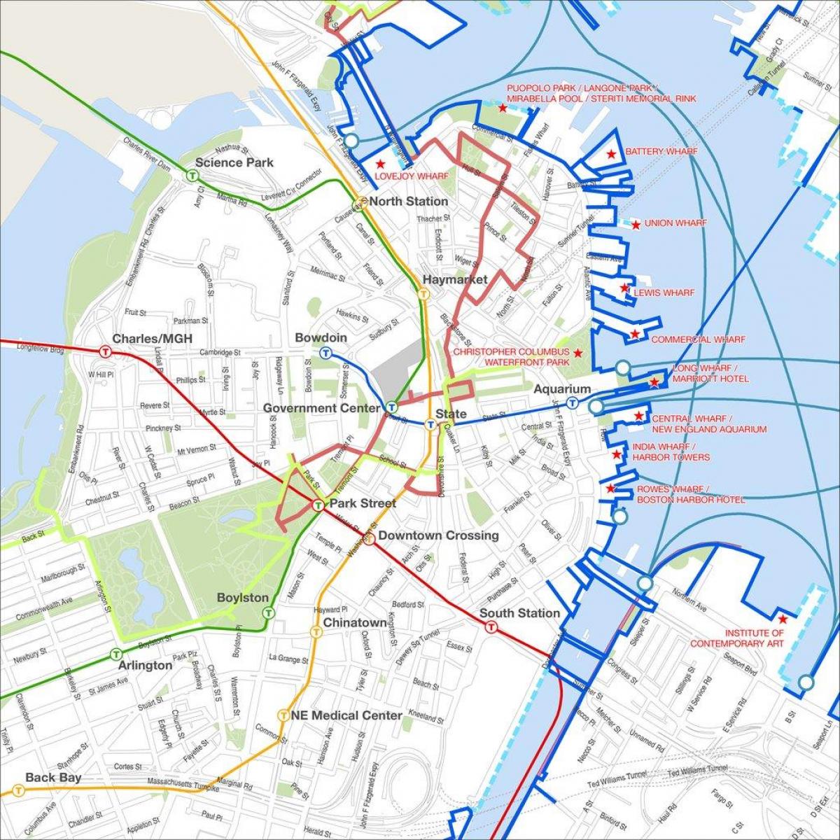 Bostonu hoda obilazak mapu