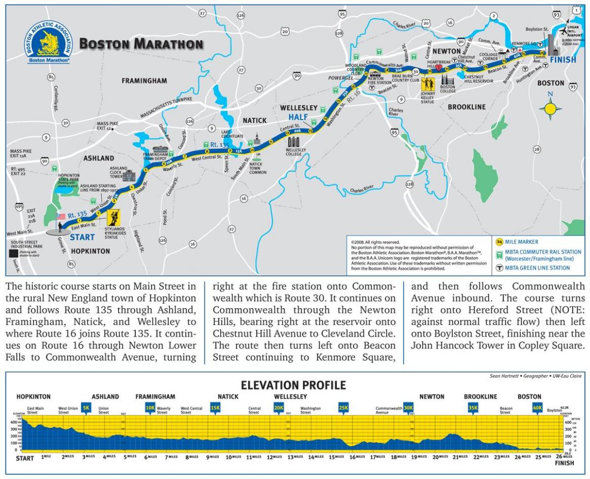 Bostonu maraton elevacija mapu