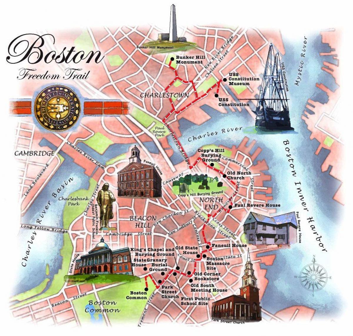 sloboda trag mapu Bostonu