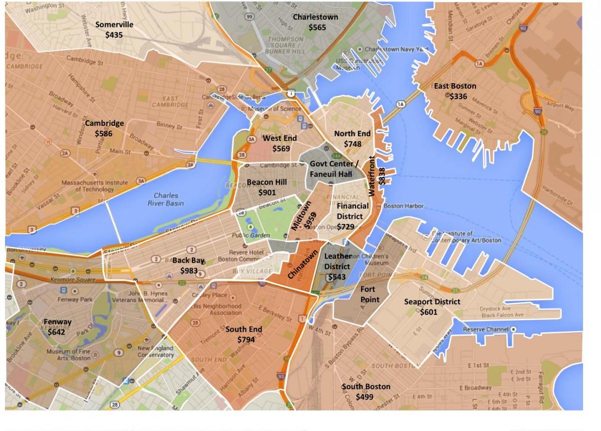 grada Bostona urbanističke mapu