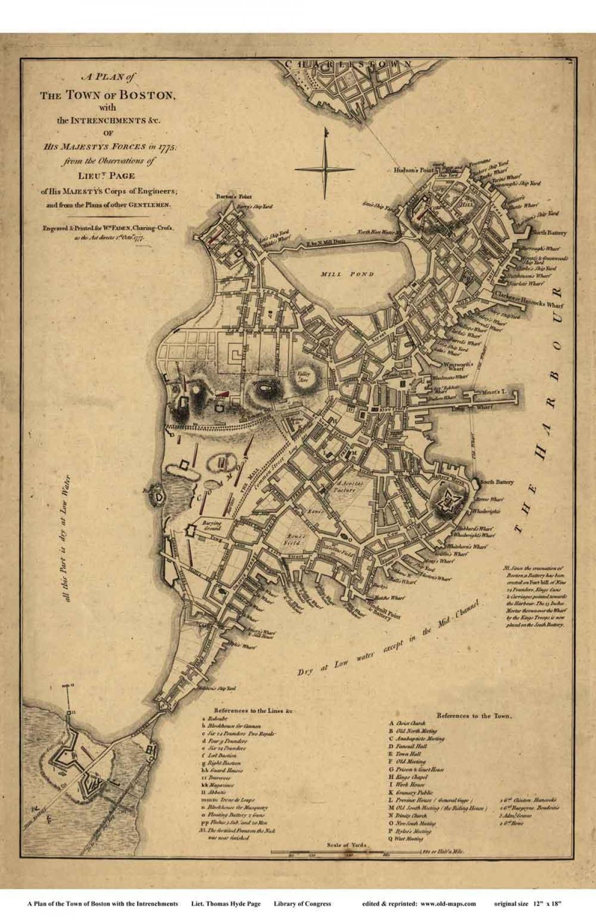 mapa istorijski Bostonu