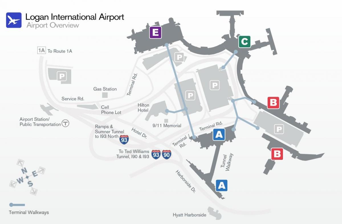 mapa na Logan aerodrom terminal b