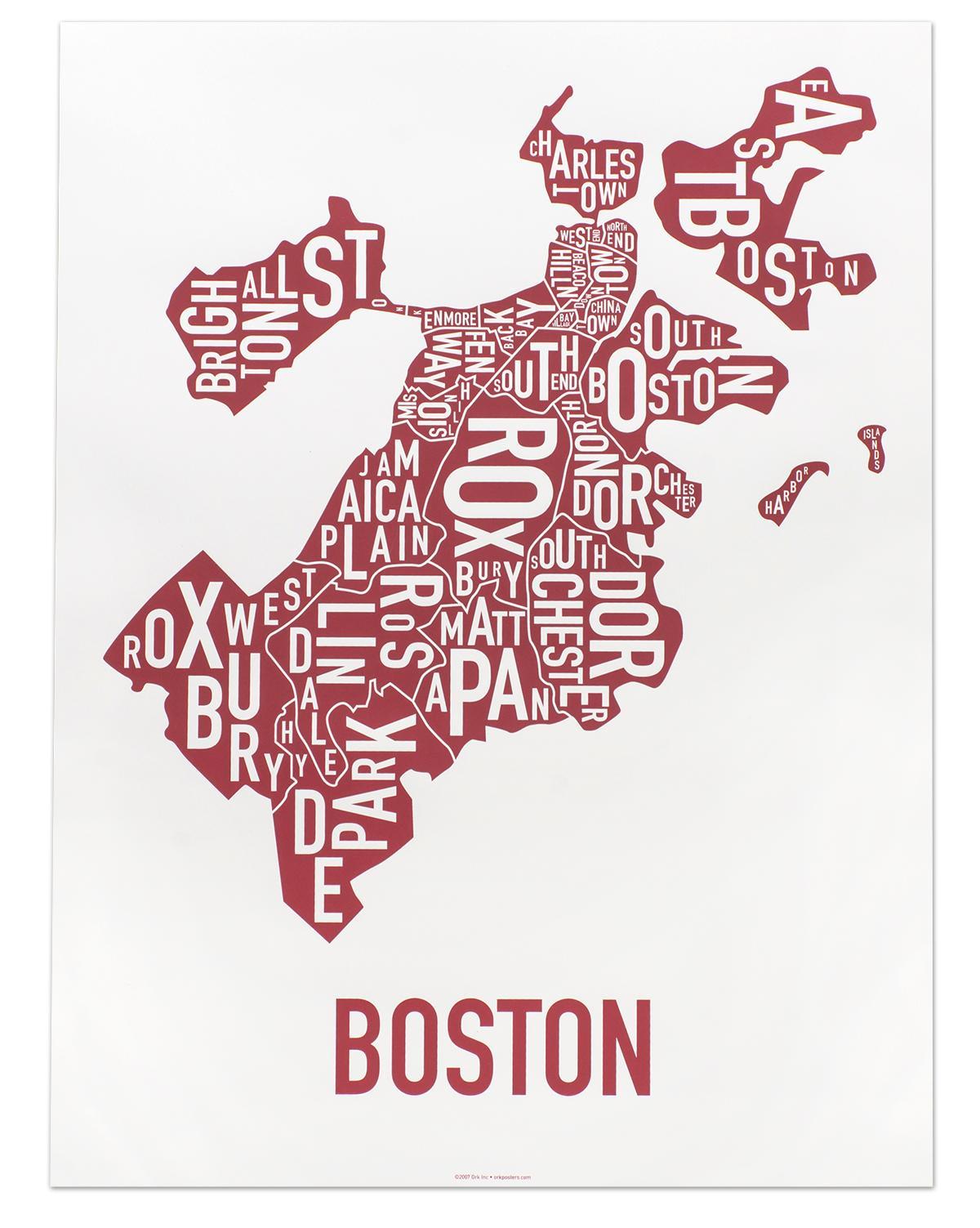 grada Bostona mapu