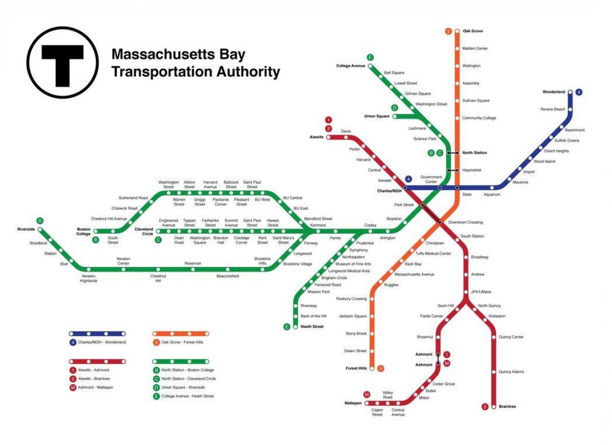 podzemnoj Bostonu mapu