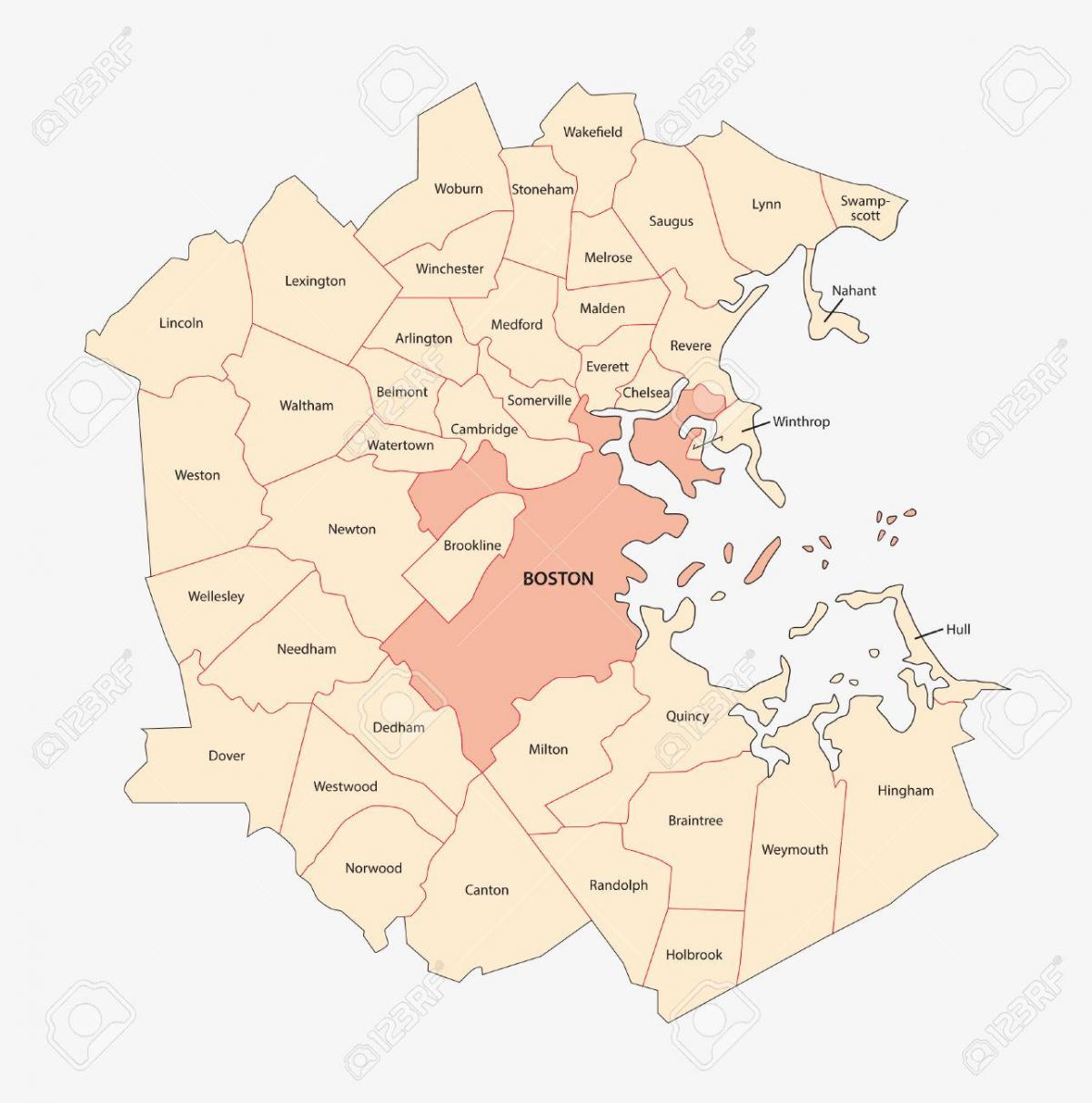 mapi Bostonu oblast