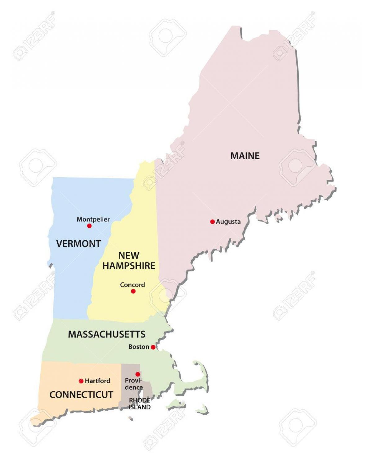 mapu Nove Engleske država