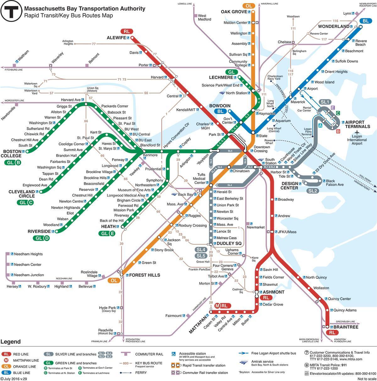 zelene crte mapu Bostonu