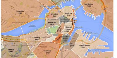 Grada Bostona urbanističke mapu