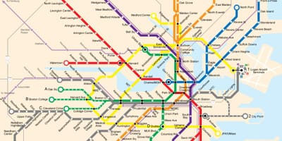 Bostonu javni prevoz je mapa