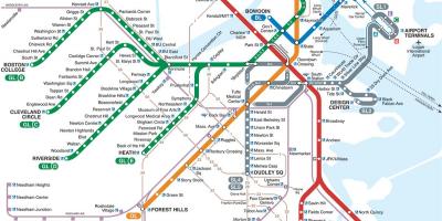 Zelene crte mapu Bostonu